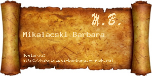 Mikalacski Barbara névjegykártya